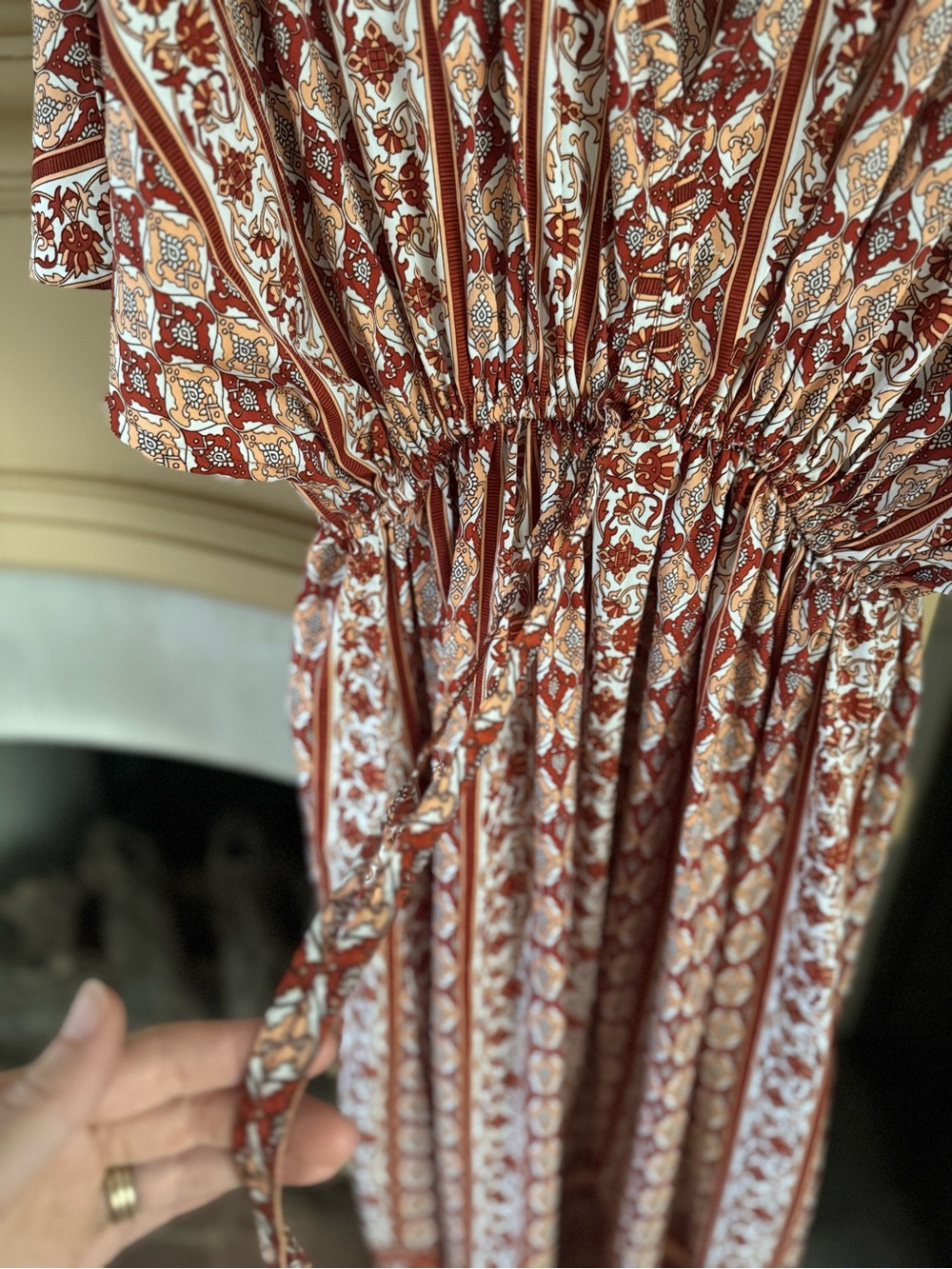 Cost Plus World Market Rust-Patterned Boho Maxi Dress - Picture 4 of 7